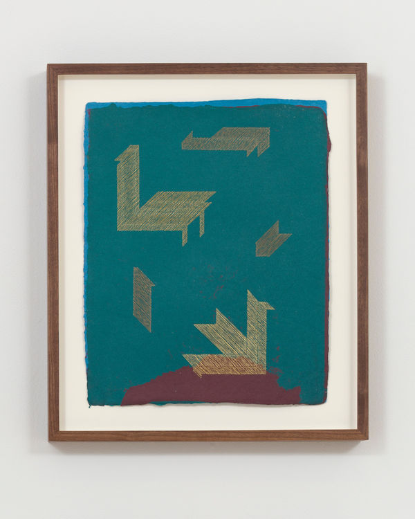 Abdolreza Aminlari Untitled (22.028), 2022 24K gold thread on handmade abaca and cotton paper 14 x 11 1/2 in 35.6 x 29.2 cm