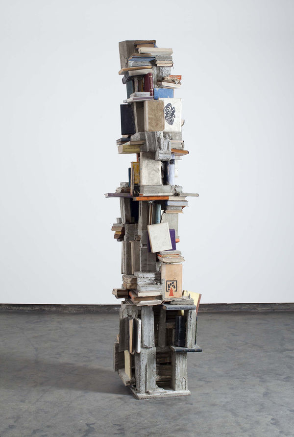 Kristof Kintera,The end of words, 2014, concrete, books cm 230 x 40 x 50