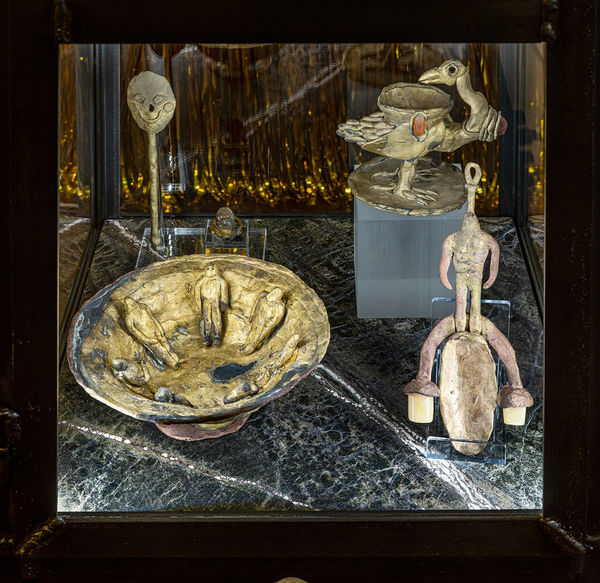 Evgeny Antufiev Obelisk (vitrine), 2021 Installation with mixed media objects [detail] Courtesy the artist & z2o Sara Zanin Photocredits Ela Bialkowska, OKNOstudio