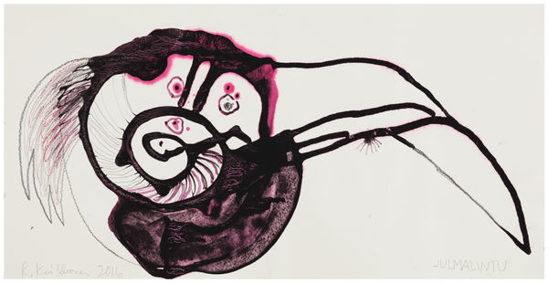 Kaarina Kaikkonen Cruelbird, 2016 Mixed media on paper Cm 33 x 64 Cm 42,3 x 72,8 framed