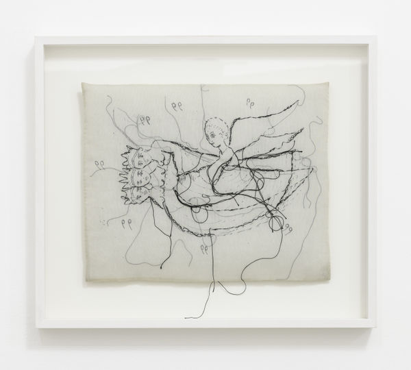 Mariella Bettineschi Nuovi racconti (L'Angelo apparve in sogno alle tre Maghe), 2021 felt tip pen, embroidery, canvas cm 45 x 35 x 2 ph. Giorgio Benni