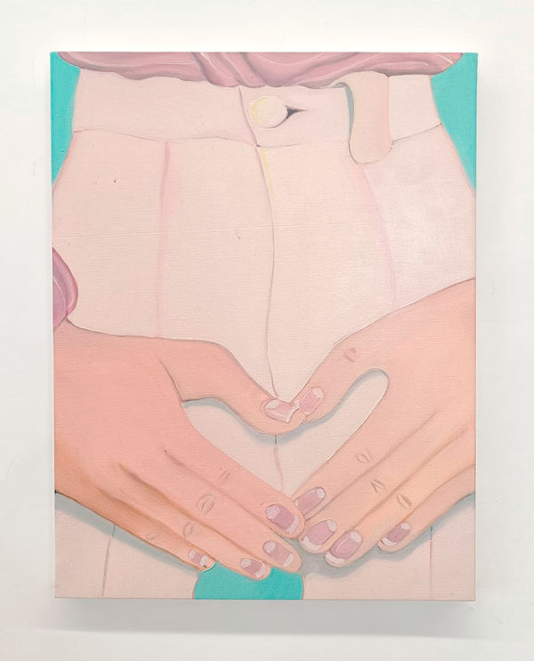 Installation View | AdelisaSelimbasic, Se lo spezzi ne parliamo, 2024, oil onc anvas, cm 40 x 30 @ When in Rome curated by Adriana Polveroni, Albumarte, 2024.