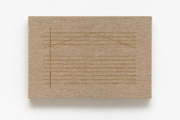 Ivan Grilo Texto, tecido, linha, linho #22 Telhado, 2025 Gravação em linho 20 x 30 cm