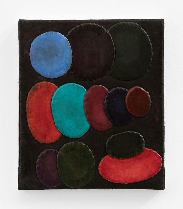 Célio Braga Mutações, 2025 Óleo e cera sobre seda e feltro 35 x 30 cm