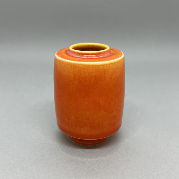 Yuta Segawa miniature vase in an urn shape with a bright orange glaze