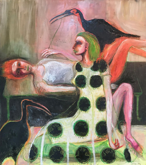 Rebecca Swainston, Ground Hornbills and Two Young Women