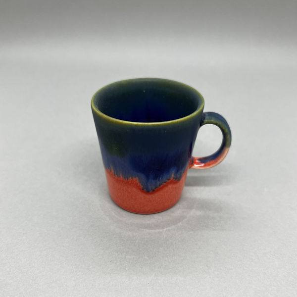 Yuta Segawa espresso cup in a navy & coral flame glaze