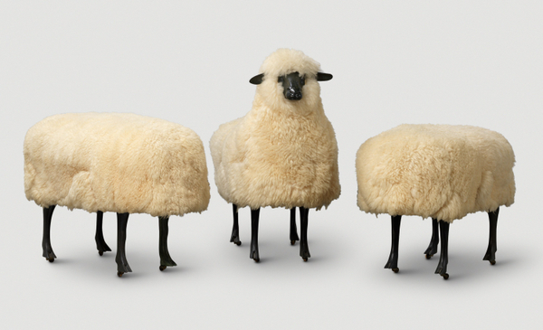 François-Xavier Lalanne, Moutons de Laine (Troupeau de 3) incl. one sheep and two ottomans, 1965/1974