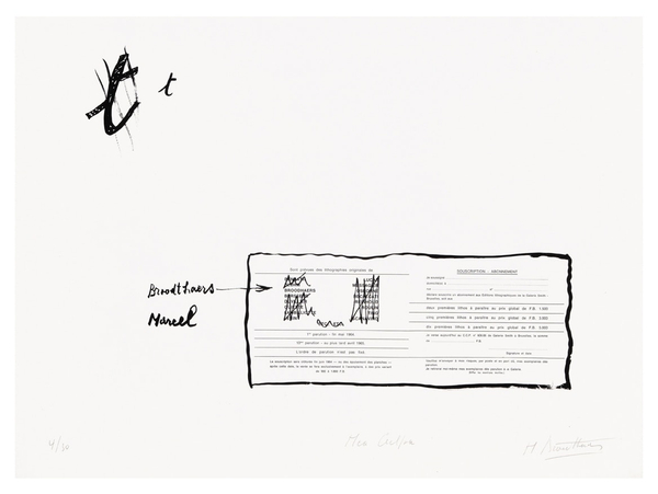 Marcel Broodthaers, La Faute d'Ortographe (Mea Culpa), 1964