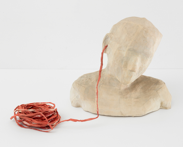 Kiki Smith Untitled (Ear Ache)1991 Papier mache, paper, wood and ink (sculpture only) 14 x 18 x 11-1/2 in. / 35.6 x 45.7 x 29.2 cm Vitrine: 18 1/4 x 28 x 13 1/2 in. / 46.4 x 71.1 x 34.3 cm