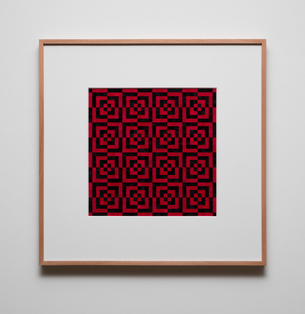 Gabriel de la Mora 1,156 IX2019 Pigmented turkey feathers on museum cardboard, 23 5/8 × 23 5/8 in. / 60 × 60 cm