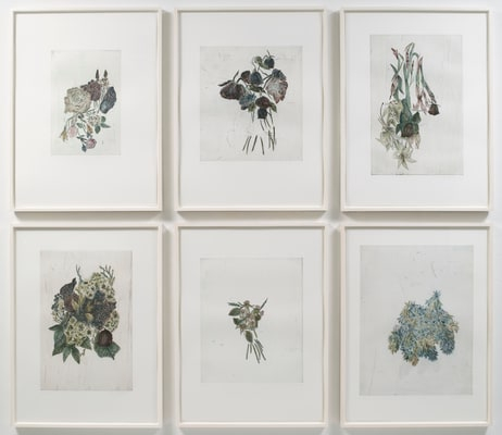 Kiki Smith Touch2006 This work is number 5 from an edition of 33. Aquatint, etching and drypoint  on Hahnemühle bright white paper  30 x 22 in. / 76.2 x 55.9 cm (six parts, overall dimension)