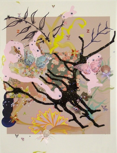 Fiona Rae, Untitled (pale brown with black glitter), 2005