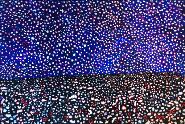 Hope Gangloff Future Skies Over Bozeman, Montana Reprise2019 Acrylic on linen 80 x 120 in. / 203.2 x 304.8 cm