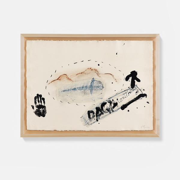 Antoni Tàpies Mà i paisatge2000 Paint and pencil on paper 29 x 40 ⅛ in. (73.5 x 102 cm) Framed: 32 ½ x 43 ½ in. (82.5 x 110.5 cm)