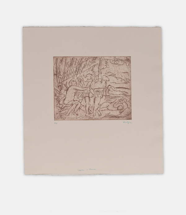 Leon Kossoff Cephalus and Aurora No. 31998 Etching Unique artist's proof Sheet 22 1/2 x 21 1/8 in. / 57.2 x 53.8 cm Plate 9 3/4 x 11 3/4 in. / 24.8 x 30 cm