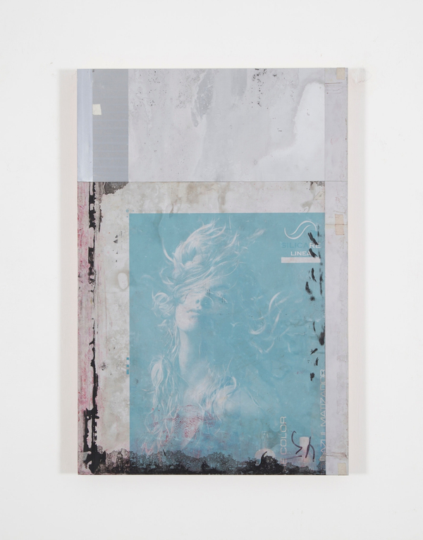 Gabriel de la Mora PAI / 7-I f2015 Discarded aluminium plate from offset printing press, mounted on wood 35 3/8 x 23 5/8 x 1 1/2 in. (90 x 60 x 4 cm)