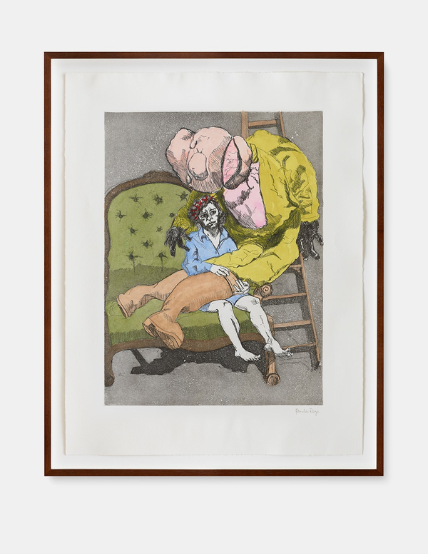 Paula Rego Lamentation2009 Etching with hand-colouring by the artist, a unique proof 25 ¼ x 20 ⅛ in. (64.2x 51 cm)