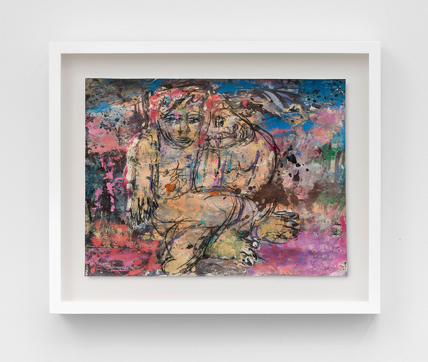 Daniel Crews-Chubb Couples (blue, red, violet)2021 Oil bar, pastel, charcoal, ink, spray paint and pen on paper Unframed dimensions: 11 ¾ x 15 ¼ in. (30 x 39 cm) Framed Dims: 41.3cm x 52.3cm x 5cm