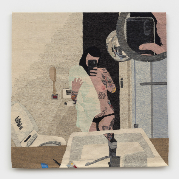 Erin M. Riley Alone in Seoul2021 Wool and cotton 47 x 48 in. / 119.4 x 121.9 cm