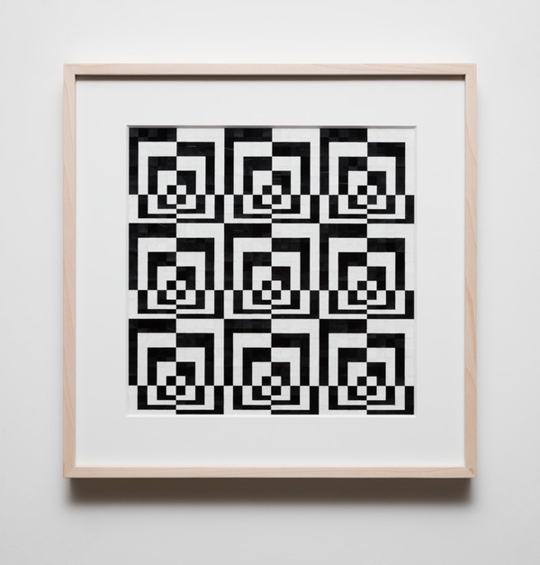 Gabriel de la Mora 1,116 IV2020 Pigmented turkey feathers on museum cardboard, 16 7/8 × 16 7/8 in. / 43 × 43 cm