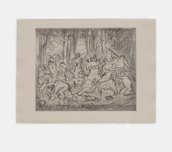 Leon Kossoff The Triumph of Pan No. 31998 AP from an Edition of 20, plus 10 AP Etching Sheet 22 1/2 x 29 3/4 in. / 57.1 x 75.7 cm Plate 18 x 21 1/2 in. / 45.6 x 54.6 cm