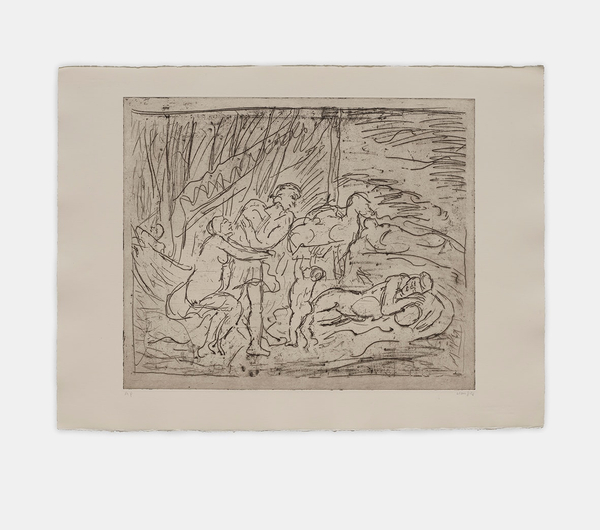 Leon Kossoff Cephalus and Aurora No. 11998 AP from an Edition of 20, plus 10 AP Etching Sheet 22 1/2 x 29 1/2 in. / 57.3 x 74.9 cm Plate 18 x 21 1/2 in. / 45.6 x 54.6 cm