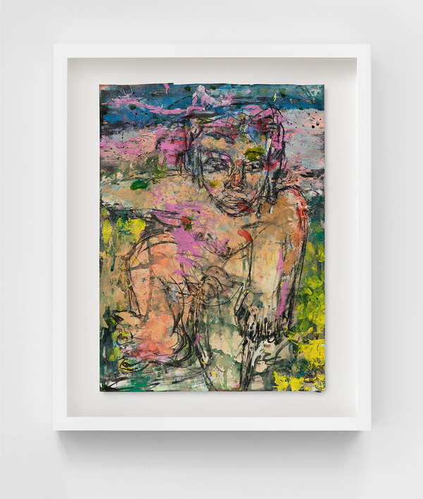 Daniel Crews-Chubb Giant (neon yellow, pink, blue)2021 Oil bar, pastel, charcoal, ink, spray paint and pen on paper Unframed dimensions: 11 ¾ x 15 ¾ in. (30 x 40 cm)