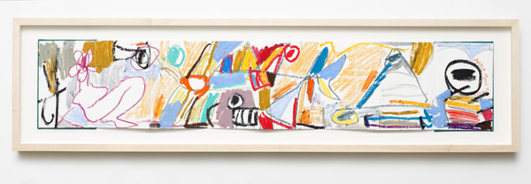 Annie Morris Forest Walk2020 Watercolour, crayon, pencil, oil stick and pastel 9 ⅛ x 48 ⅞ in. (23.3 x 124 cm)