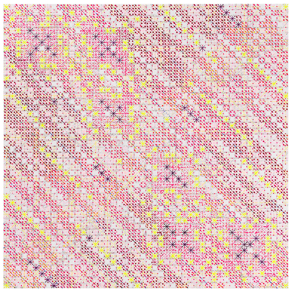 Ding Yi Appearance of Crosses 2021-62021 Mixed media on basswood 47 1/4 x 47 1/4 in. / 120 x 120 cm