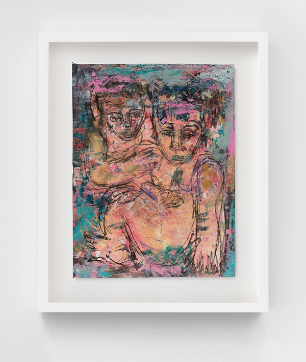 Daniel Crews-Chubb Where The Wild Things Are (Aqua)2021 Oil bar, pastel, charcoal, ink, spray paint and pen on paper Unframed dimensions: 11 ¾ x 15 ⅜ in. (30 x 39 cm)