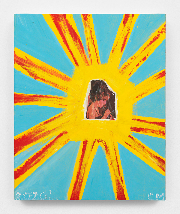 Chris Martin For Amy2020 Oil, alkyd, and collage on canvas 37 x 30 in. (94 x 76 cm)