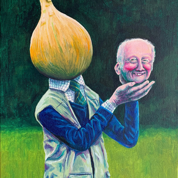 Olaf Falafel, Mr Onion and his Prize Winning Graham, Acrylic on Canvas, 40 x 30 cm