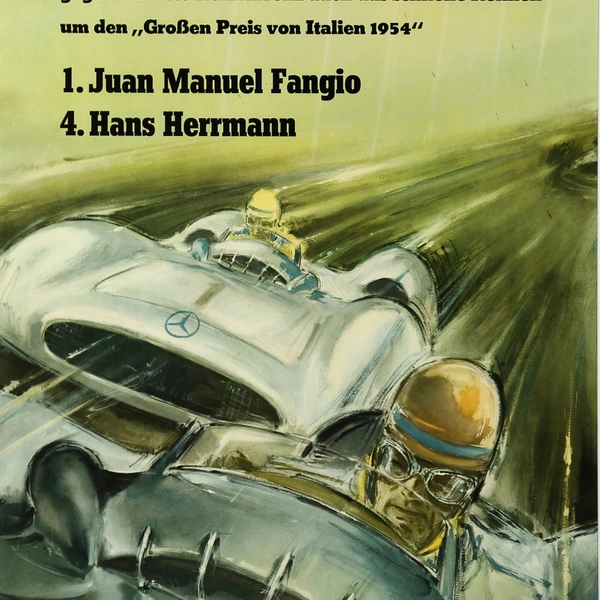 Hans LISKA - POSTER: MERCEDES BENZ - FANGIO, c. 1954