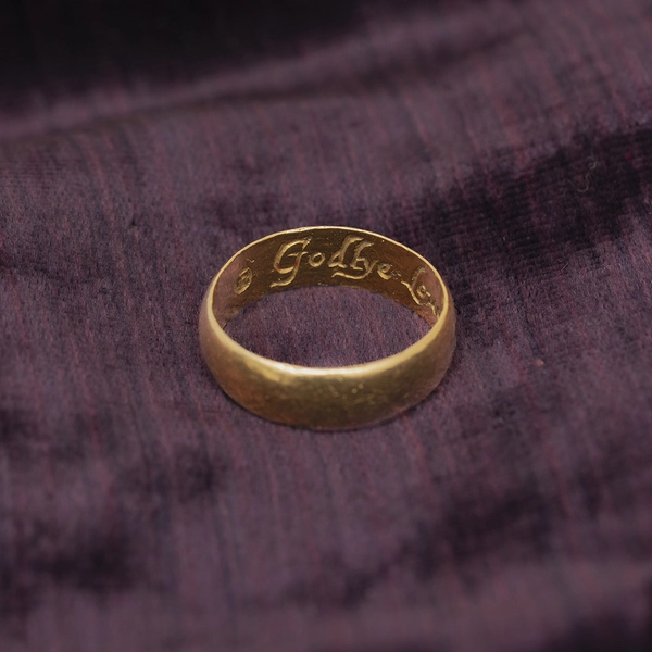 Gold Posy Ring 'Godlye. love. will. not. remove'