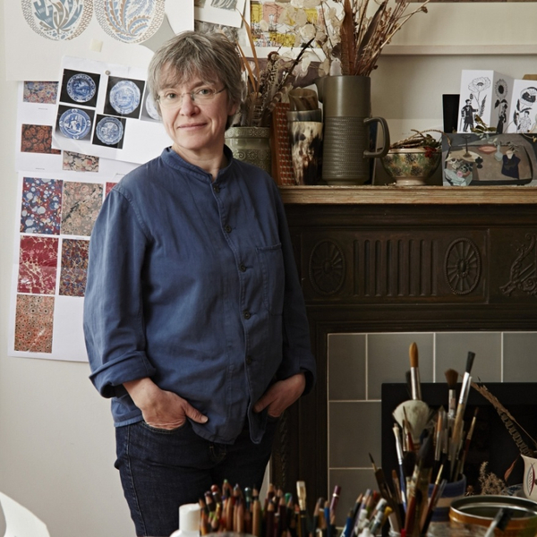Angie Lewin in her studio