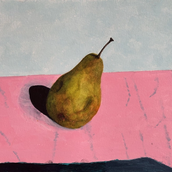 A Pear in My Studio by David Rees Davies ARWS, watercolour & mixed media
