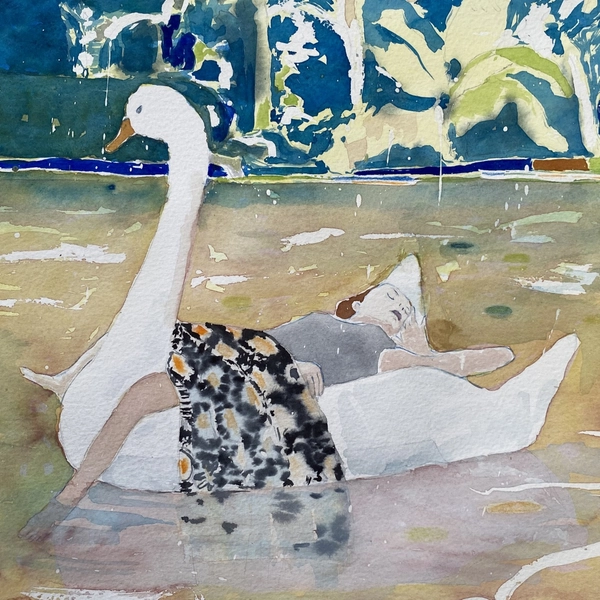 Lucy Spanyol (successful applicant 2024), Leda, watercolour on paper, 48.5 x 38.5cm