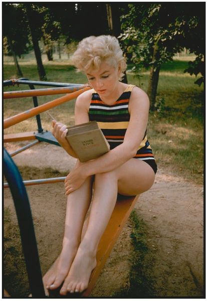 Marilyn Monroe reading Ulysses by James Joyce, New York, Long Island, 1955