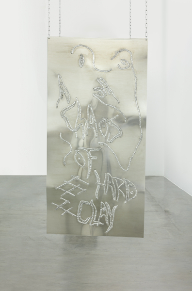 Monika Grabuschnigg Chaos of hard clay, 2021 Aluminium 150 x 75 x 0.4 cm 59 1/8 x 29 1/2 x 1/8 in