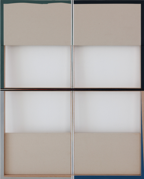 Sarah Almehairi Off Centered Divide, 2024 Acrylic on wood and canvas 100 x 80 x 5 cm 39 1/4 x 31 1/2 x 2 in