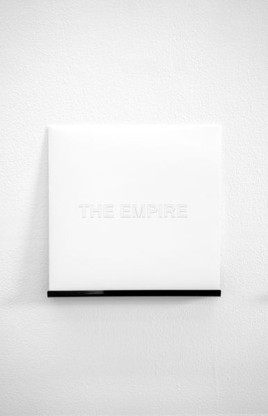 Anahita Razmi THE EMPIRE (WHITE ALBUM) (Zimbabwe, Libya, Germany, Egypt, Turkey, Argentina, Russia, Japan, Albania, South Africa), 2022 Vinyl record & cardboard sleeve/jacket 25.5 x 25.5 cm 10 x 10 in Edition of 1 + 1 AP