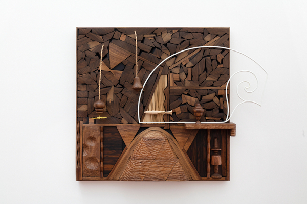 Edgar Orlaineta Mount Analogue, 2022 Wood, brass mesh, electromagnetic paint, rope, paint and steel 61 x 72 x 11.5 cm 24 x 28 1/4 x 4 1/2 in