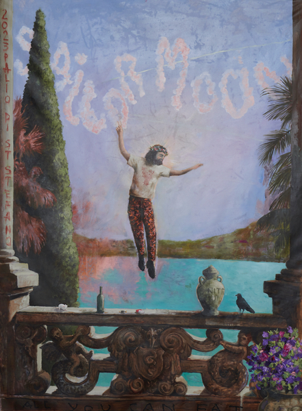 Philip Mueller NRT Driver Adam Falling in Como, 2023 Oil on canvas 200 x 140 cm 78 3/4 x 55 in