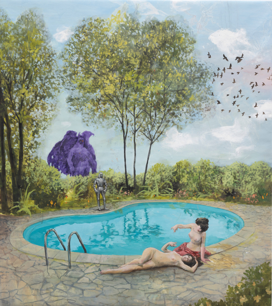 Philip Mueller Rest at the Legendary Lamkisch, 2023 Oil on canvas 180 x 160 cm 70 3/4 x 63 in