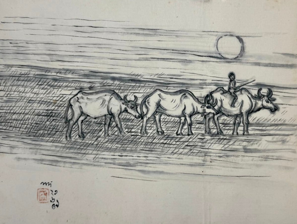 Nandalal Bose Untitled Signed and dated in Bengali lower left Ink on paper 25 x 33.1 cm. 1959