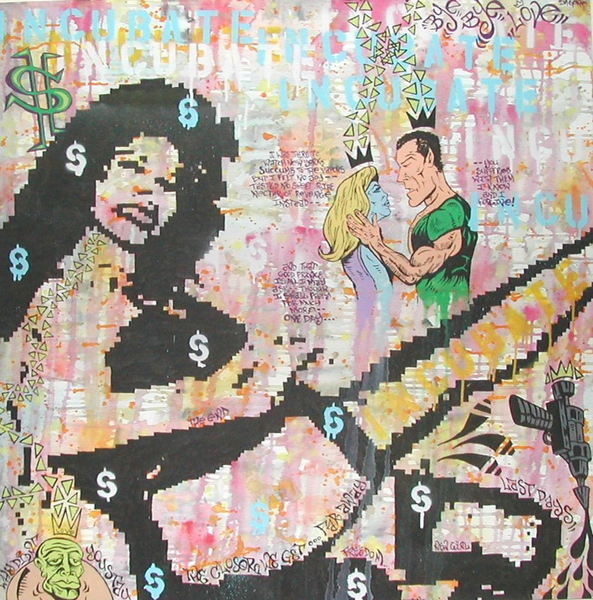 Damon Johnson Incubate, 2006 Acrylic, spray paint and paint marker on Canvas 30.02 x 36 inches 76.2 x 91.4 cms