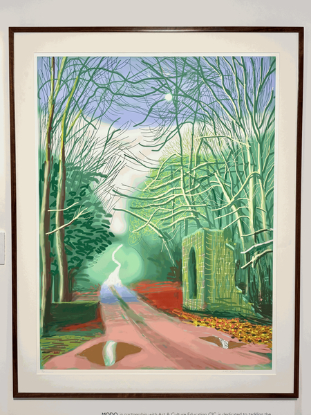 David Hockney limited edition signed print, The Arrival of Spring in Woldgate, East Yorkshire, 19th February 2011 – vibrant landscape artwork depicting trees and countryside in early spring