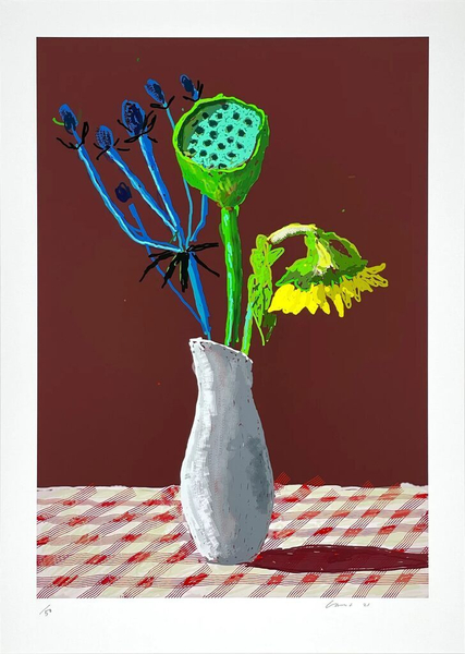 David Hockney, Sunflower with Exotic Flower, iPad drawing from Arrival of Spring series, 19 March 2021