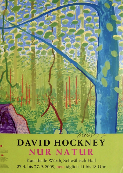 David Hockney – Hand‑signed 2009 poster “Nur Natur”, offset lithograph on paper, 84 × 59 cm